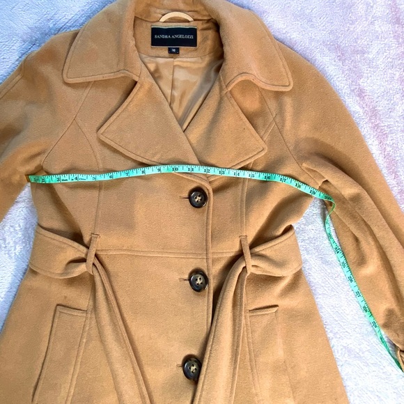 Sandra Angelozzi Women's Tan 78% Wool Belted Coat - Size 38 - Pre-Owned - Picture 12 of 15